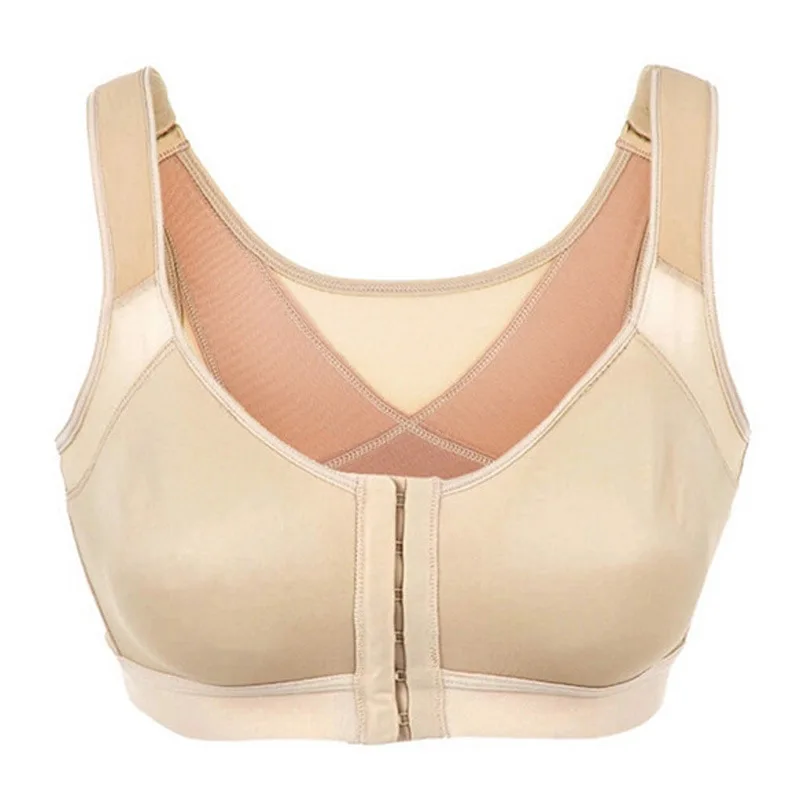 PRAYGER Women Wire Free X-Bra Trainer Front Hook Bras Posture Corrector Brassiere Adjust Straps Breathable Cup Top