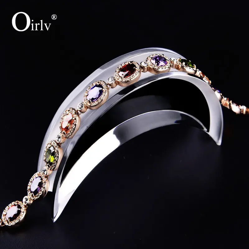 Oirlv Transparent Acrylic Jewelry Necklace Pendant Long Chain Display Crescent Style Prop Holder (1)