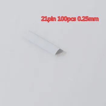 

21 Pins Permanent Makeup Eyebrow Tattoo Blade 100pcs 0.25mm Microblading Needles For Manual Tattoo Pen Machine