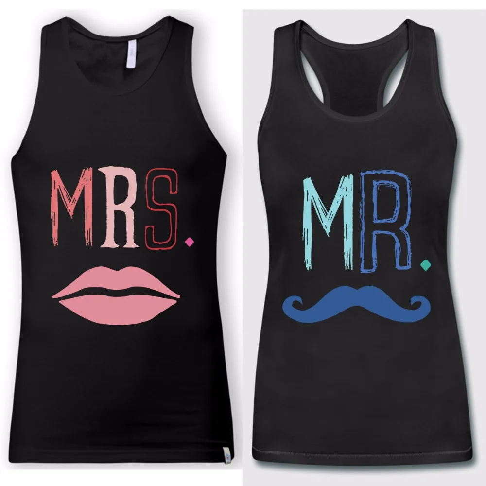 MR губ и мистер борода Забавный дизайн принт рубашки для мальчиков милые соответствующие пара футболка летние футболка для фитнеса подарок