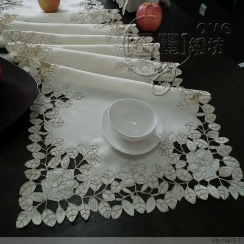 Rustic cloth embroidery embroidered dining table cloth table mat coffee