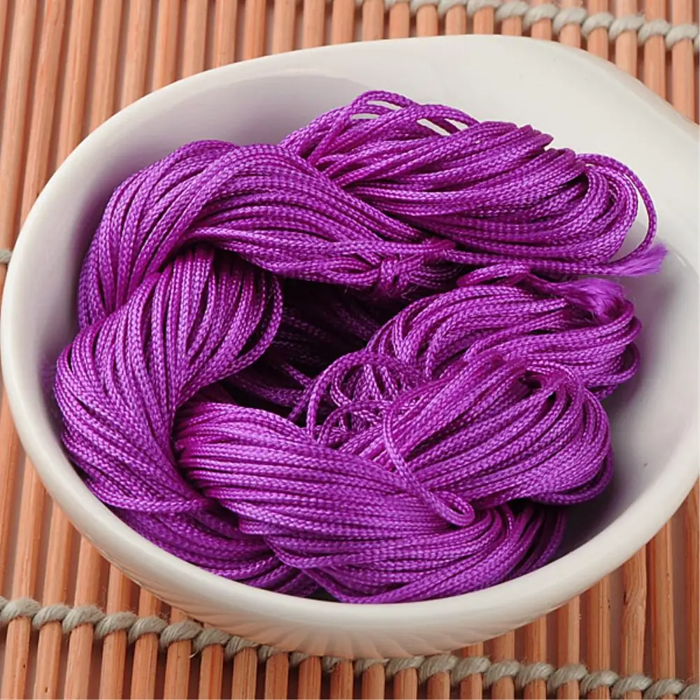 1mm 20m Nylon DIY hinese Knot Cord Macrame Rattail Braided Jewelry Thread String for costume and garment - Цвет: purple