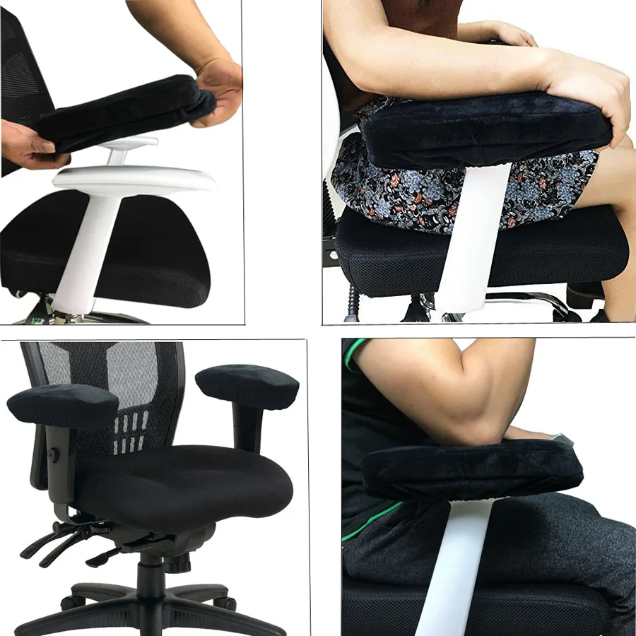 2 шт., подушки-подлокотники для стула, ультра-мягкая подушечка для локтя из пены с эффектом памяти, противоскользящая поддержка, универсальная, подходит для домашнего офисного стула, рельеф локтя