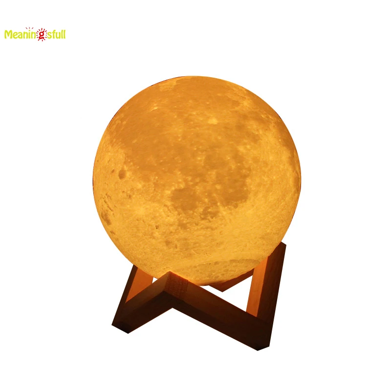 

Meaningsfull USB Regargeable 3D Print Moon Night Lamps Remote Control 16 Colors Change Bedroom Bookcase Home Decor Creative Gift
