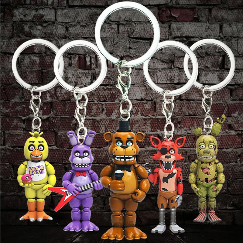 5 pièces/ensemble jeu cinq nuits à Freddy porte-clés figurines ensemble de jouets Bonnie Foxy ours Fazbear FNAF porte-clés anneau