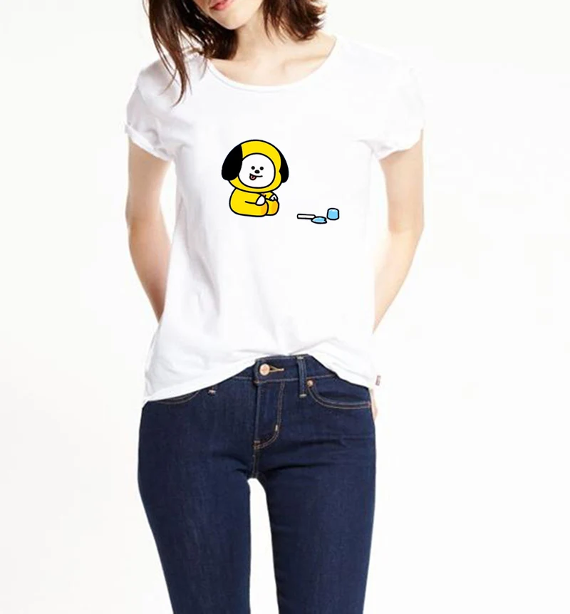 Kawaii футболка в стиле оверсайз 5XL 6XL Свободные О образным вырезом девушку BTS Harajuku