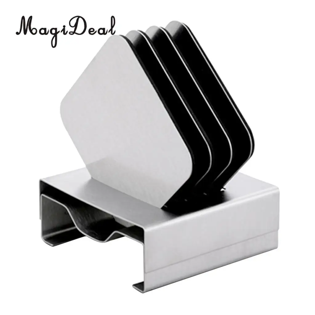 MagiDeal 4pcs/set Car Use Slice Coasters Hot Cold Drinks Cup Mat Stainless Steel - Round & Square,Anti Spills, Scratches, Damage