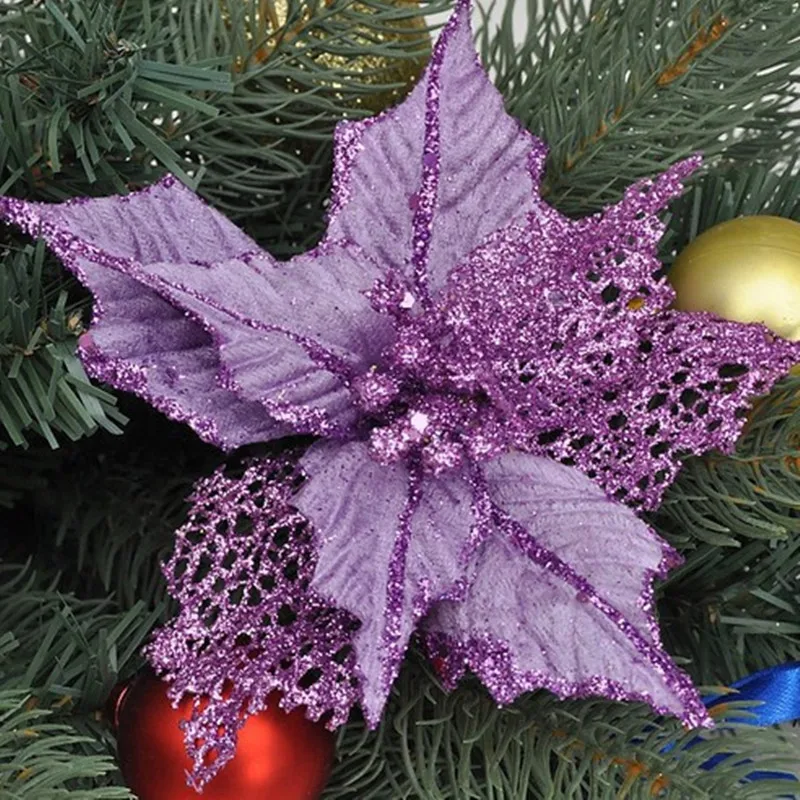 16pcs 16cm purple color big Christmas tree ornaments decorated