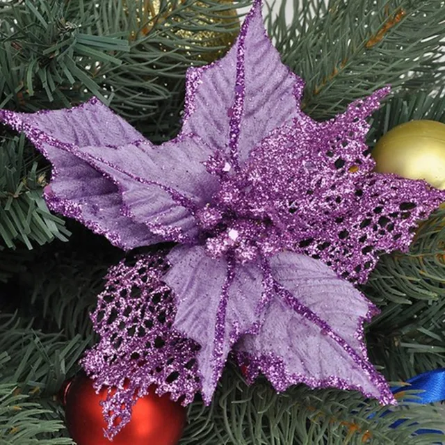 16pcs 16cm purple color big christmas tree ornaments decorated furnished three storey christmas flowers - Big Christmas Ornaments 16pcs 16cm purple color big christmas tree ornaments decorated furnished three storey christmas flowers - Big Christmas Ornaments