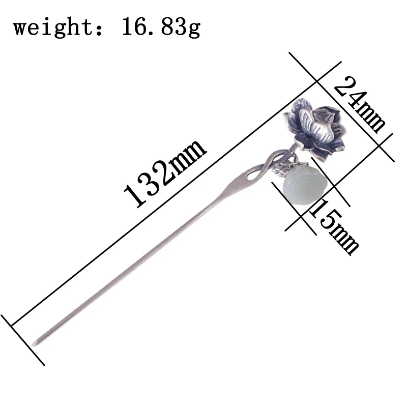 925 Стерлинговое серебро нефрит цветок палочки для волос серебро ручной работы натуральный нефрит Винтаж дворцовые парики женские свадебные ювелирные изделия подарок - Цвет камня: as show