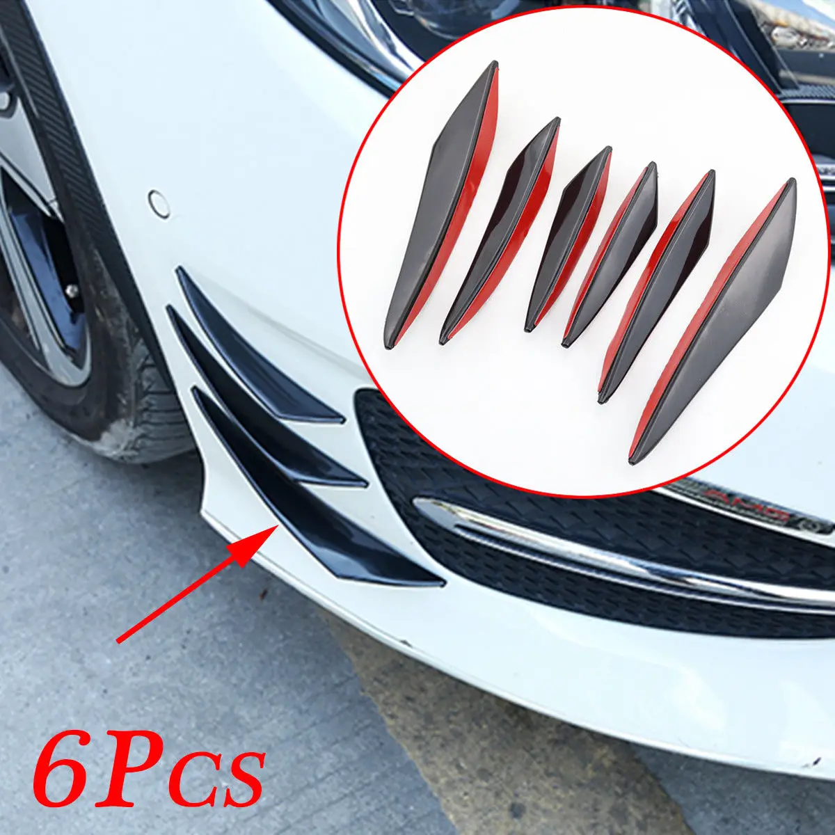 

Truck Vehicle Exterior Accessories Anti Bumper Grille Strips Splitter Fin Air Knife Spoiler Trim Parts 6pcs