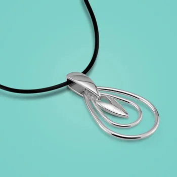 

Simple Style 925 Sterling Silver Drop Pendant Design Women's Leather Necklace Charm Jewelry Pendant Necklace Birthday Gift