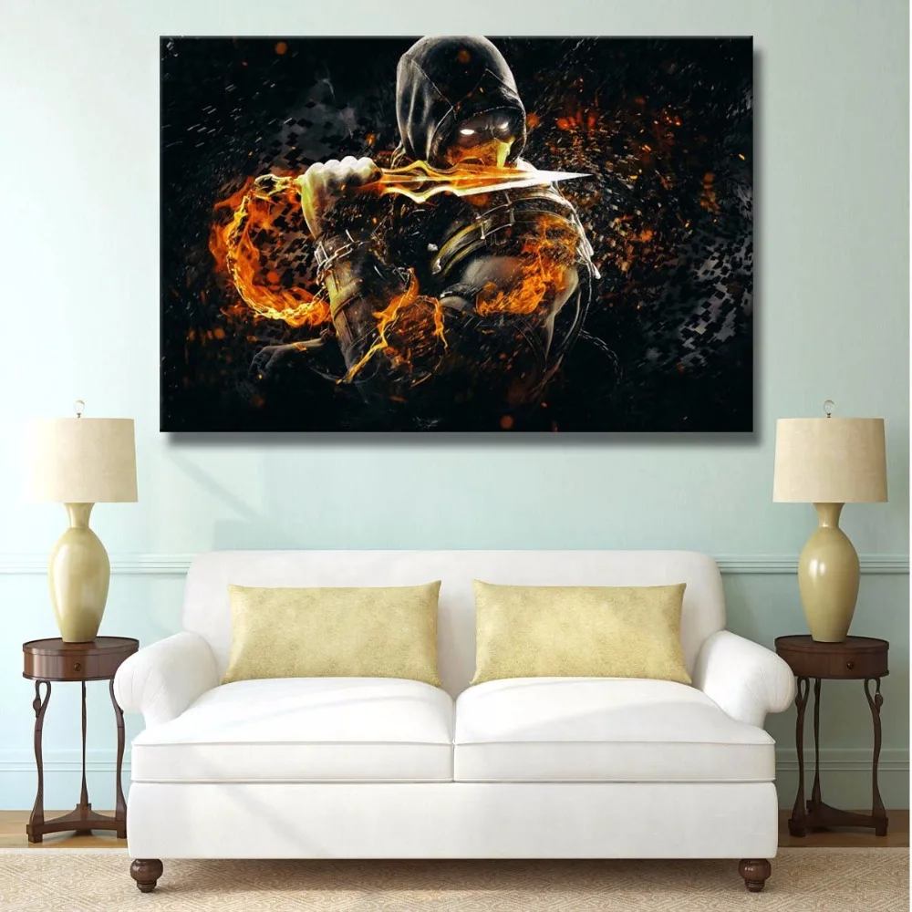 J2993- Mortal Kombat X Fighting Games Scorpion Pop 14x21 24x36 Inches Silk Art Poster Top Fabric Print Home Wall Decor 
