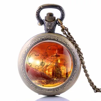 

Vintage Copper Pocket Watch Bronze Necklace Quartz Fob Watch Women Ladies Necklace Pendant Chain Clock Christmas Birthday Gift