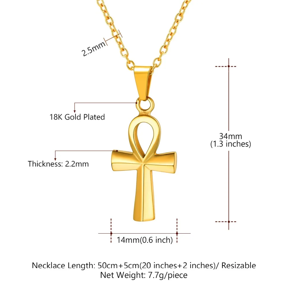 Egyptian Ankh Cross Crystal Pendant Necklace Ball Chain Religious Symbol Amulet Vintage Jewelry For Men And Women Gift Chain Length 50 Cm