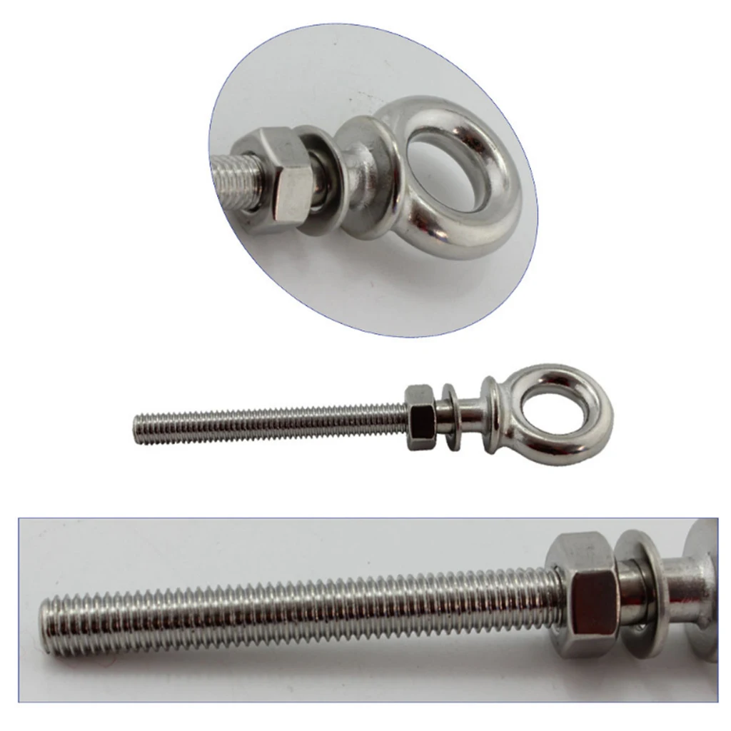 M8x80mm Stainless Steel Lifting Eye Bolt Nut Long Shank Heavy Duty Good wear resistance