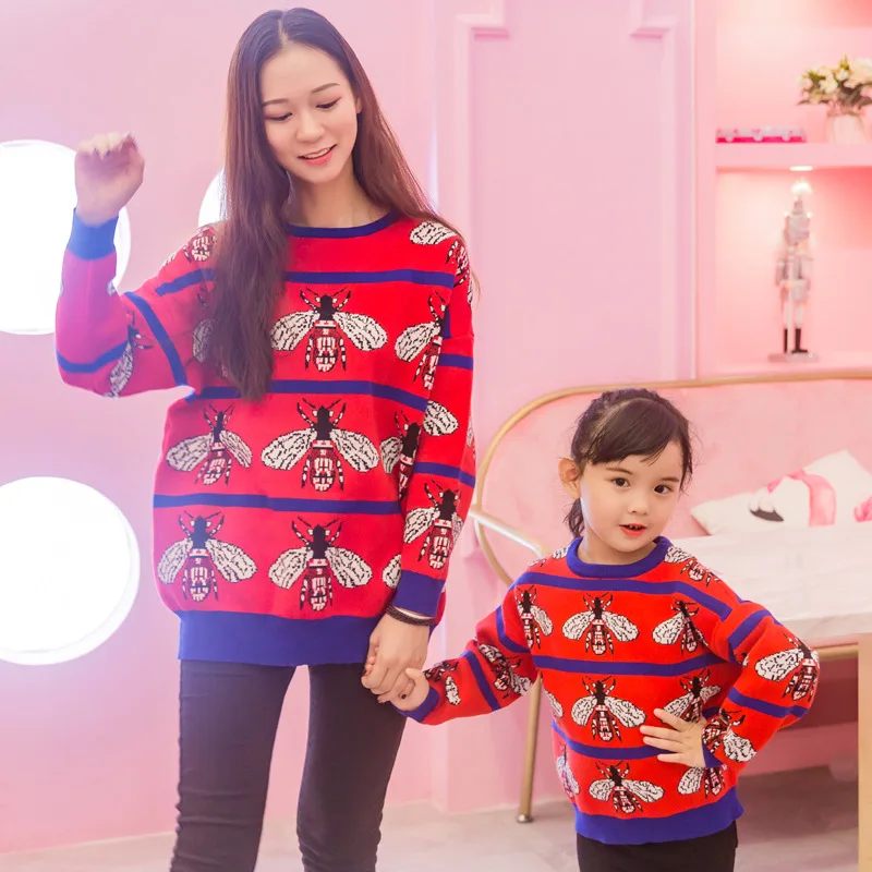 

Family Matching Sweaters Clothes Mom Son Outfits 2019 Spring Winter Mommy and Me Clothes Family Look Clothing Baby Shirts