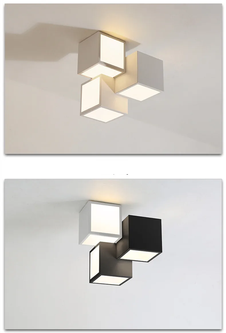 Современные DIY 3D геометрический куб комбинации потолочный светильник для фойе местный номер черный/белый Утюг акриловая Светодиодная