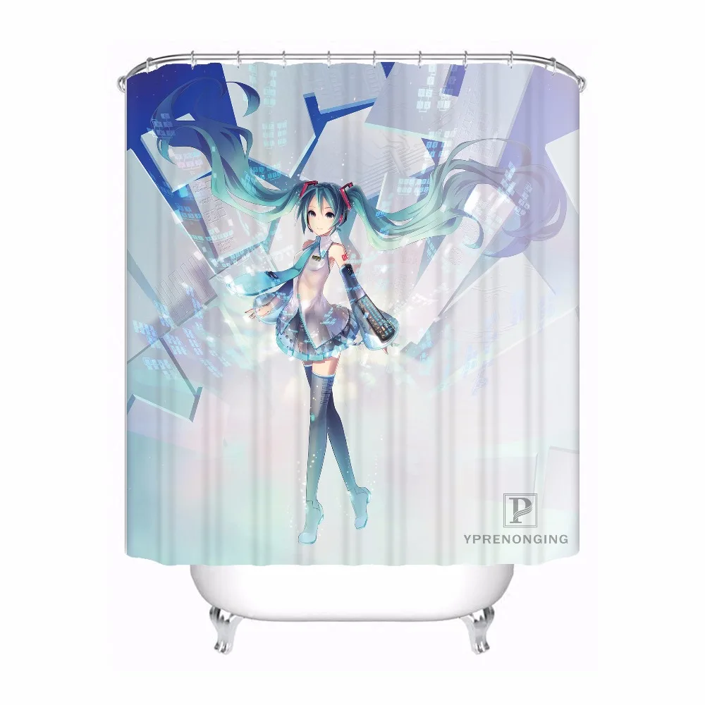 Custom Print Cute Cartoon Character Hatsune Bath Curtain Bathroom