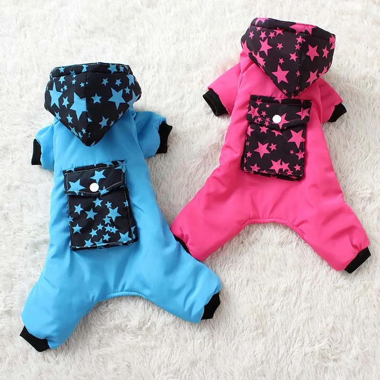 Waterproof Fashion Pet Clothes Large pocket Thick Pet Jumpsuit Coat With Hooded Windproof Winter Outdoor Cotton Pet Apparel XS-XXL1