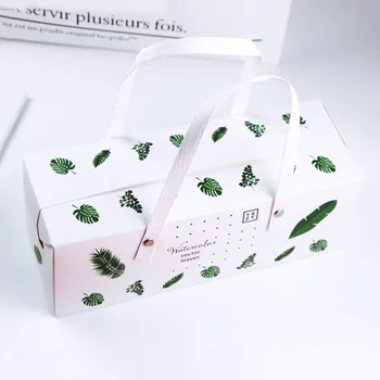 

5Pcs White Paper Box With Handle Wedding Gift Box Muffin Packaging Party Birthday Dessert Baking Package Cookies Cupcake Box