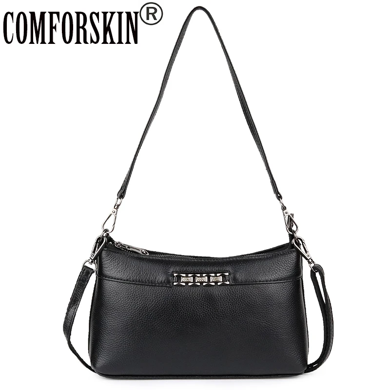 

COMFORSKIN Premium Cowhide New Luxury Handbag Women's Messenger Bags Sequined Style Cross-body Bags High Capacity Shoulder Bags