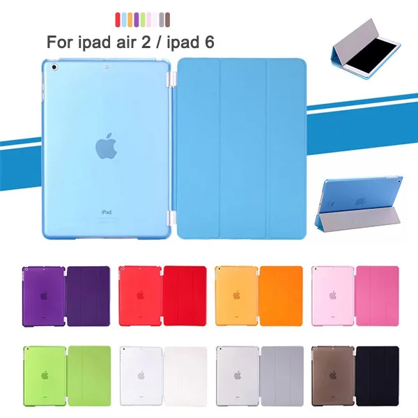 

New fashion Slim Magnetic Folding Folio Front Smart Cover Skin + Hard PC Back Shell Case For ipad 6 air 2 luxury case