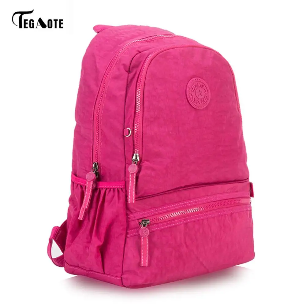 TEGAOTE классический рюкзак модный рюкзак молодежный Mochila Feminina повседневные нейлоновые рюкзаки для подростков девочек мальчиков детские школьные сумки - Цвет: Бургундия
