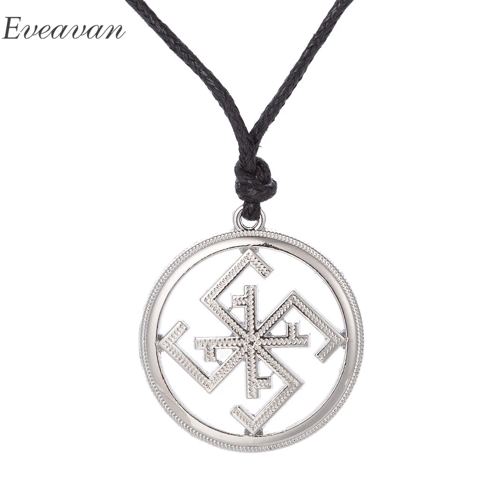 

EUEAVAN 15pcs Russian Talisman Amulet Ethnic Necklace Slavic Swastika Supernatural Power Pendant Zinc Alloy Jewelry