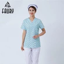 Больничные короткий рукав формы с v-образным вырезом для медсестры доктора напечатаны женская одежда медицинские хирургические халаты красота Стоматологические комбинезоны