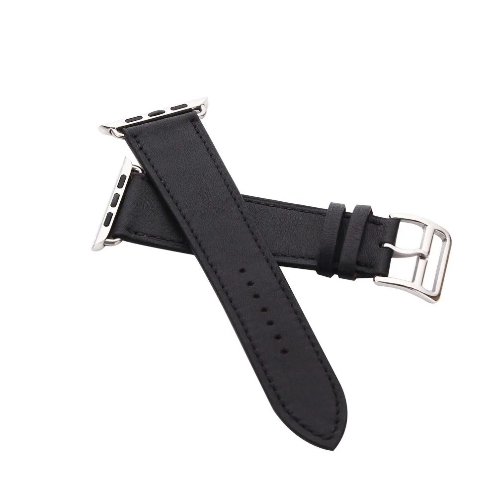 Genuine Leather strap For Apple watch band apple watch 5 4 3 band 44mm/40mm Iwatch series 5 4 3 2 1 42mm 38mm bracelet watchband - Цвет ремешка: black