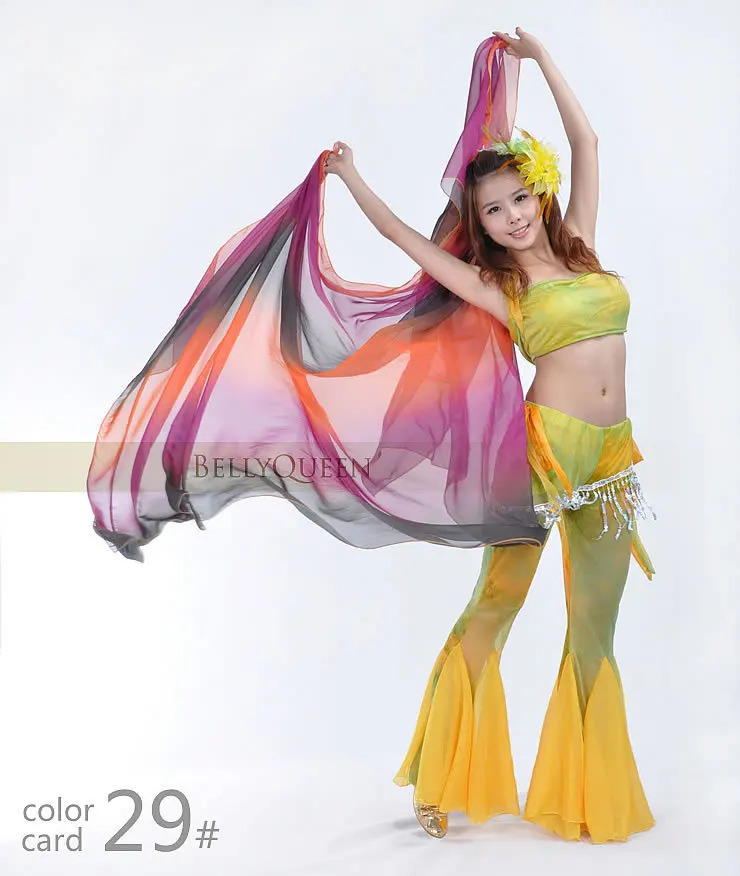 Вуаль для танца живота Цветной шарф шелковый шарф 250* 120см для пеленки для танца живота - Цвет: color 29