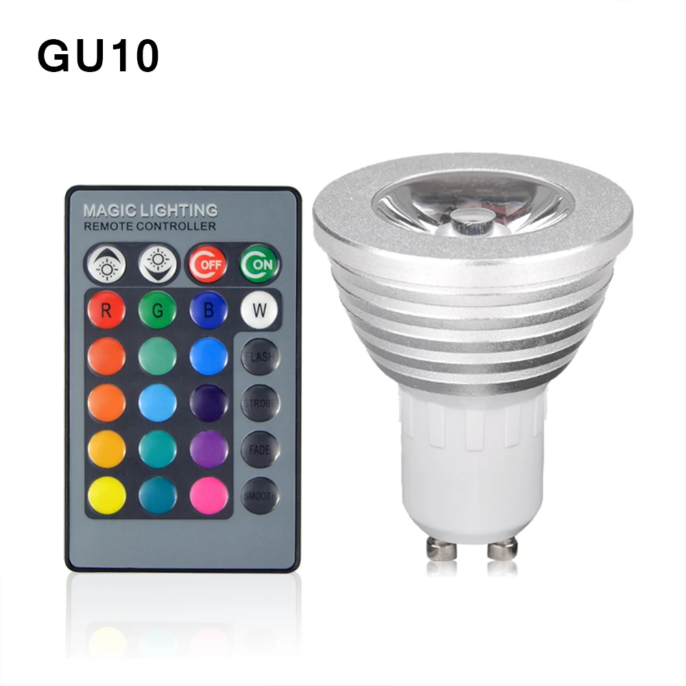 RGB GU10 Светодиодная лампа прожектор 110 В 220 5 Вт E27 с изменяющимся цветом и