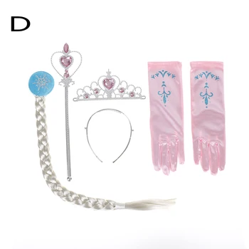 

4Pcs/set Princess Elsa Anna Hair Accessories Crown Wig Magic Wand Glove for Kids Party