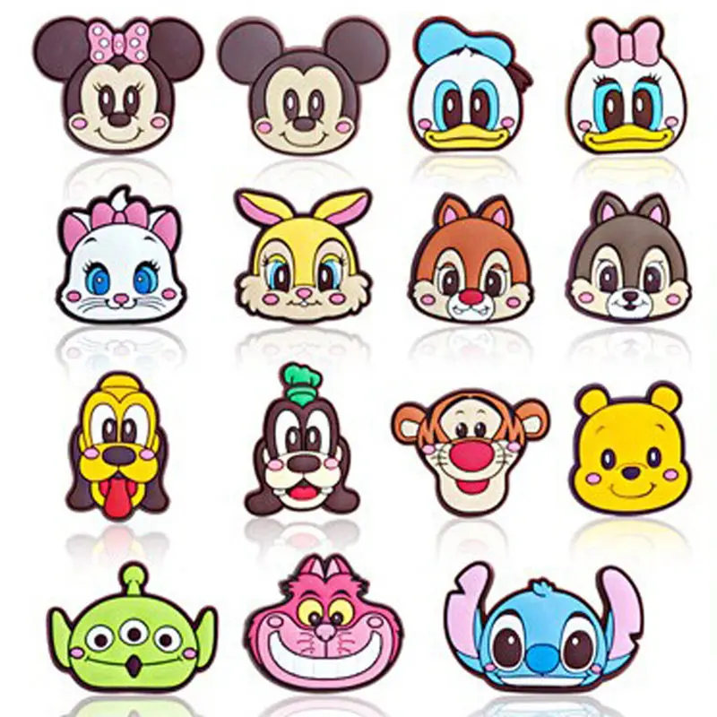15Pcs/Lot PVC Cartoon Shoe Decorations Kawaii Mickey Minnie Shoe Charms Accessories Fit Children's Gifts/Croc/Wristband/JIBZ D36
