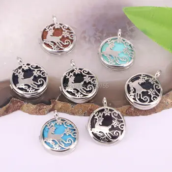 

10Pcs Sika Deer Locket Pendants Natural Stone Lapis Lazuli Crystal Opal etc Reiki Jewelry for Women