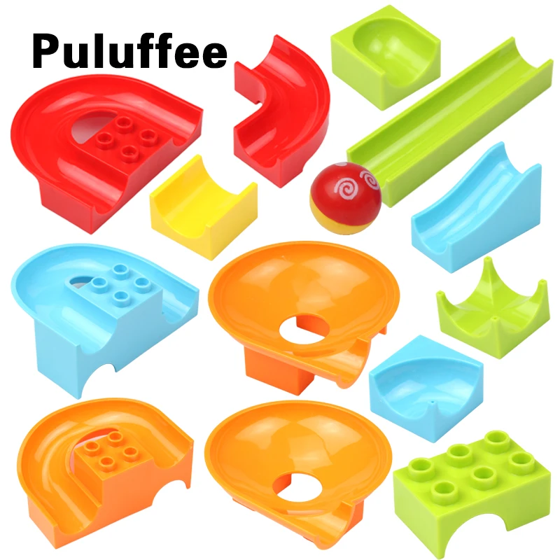 

Big building blocks Ball Maze Race Run Track interactive toys accessory compatible Duploe bricks set traffic slideway child gift