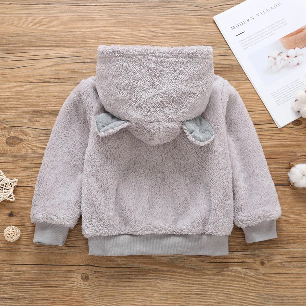 

Toddler Baby Girls&Boys Long Sleeve Solid Hoodie Tops Fluffy Outfits Clothes Long sleeve Sweatshirt kids Cothing Infant Blouse