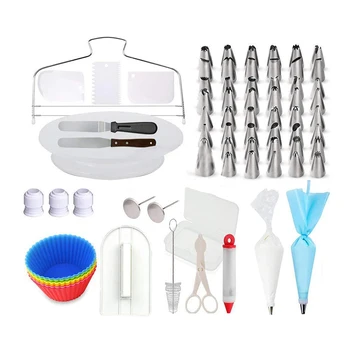

Cake Turntable Cake Decorating Tools Set Plastic Dough Knife Nozzle Pastry Bag Bakeware Kitchen Dining Accessiories Supplies