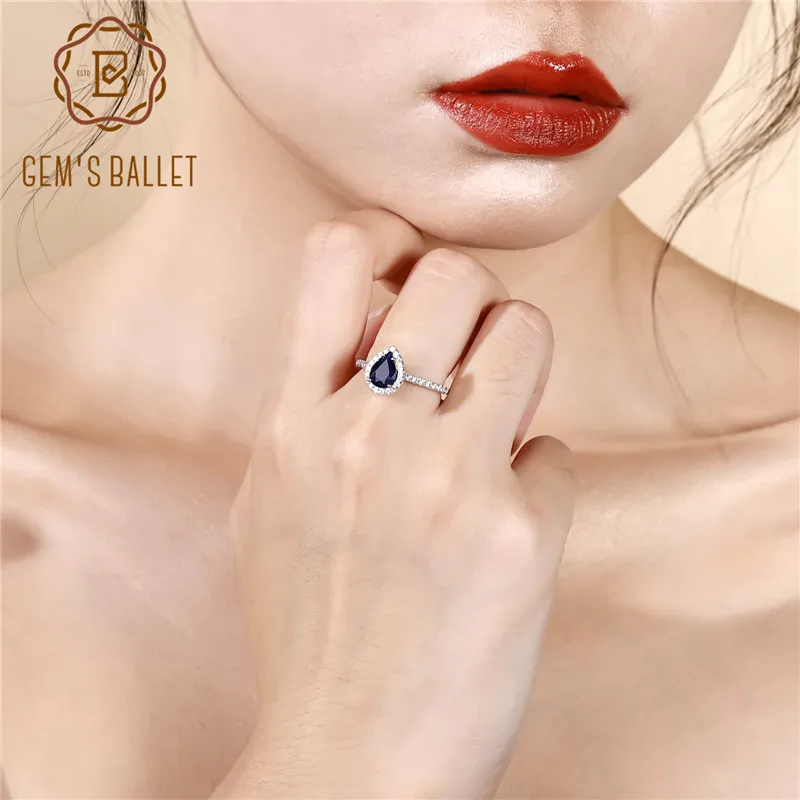 

Gem's Ballet 1.29Ct Natural Blue Sapphire Gemstone Ring For Women 925 Sterling Silver Classic Wedding Rings Fine Jewelry