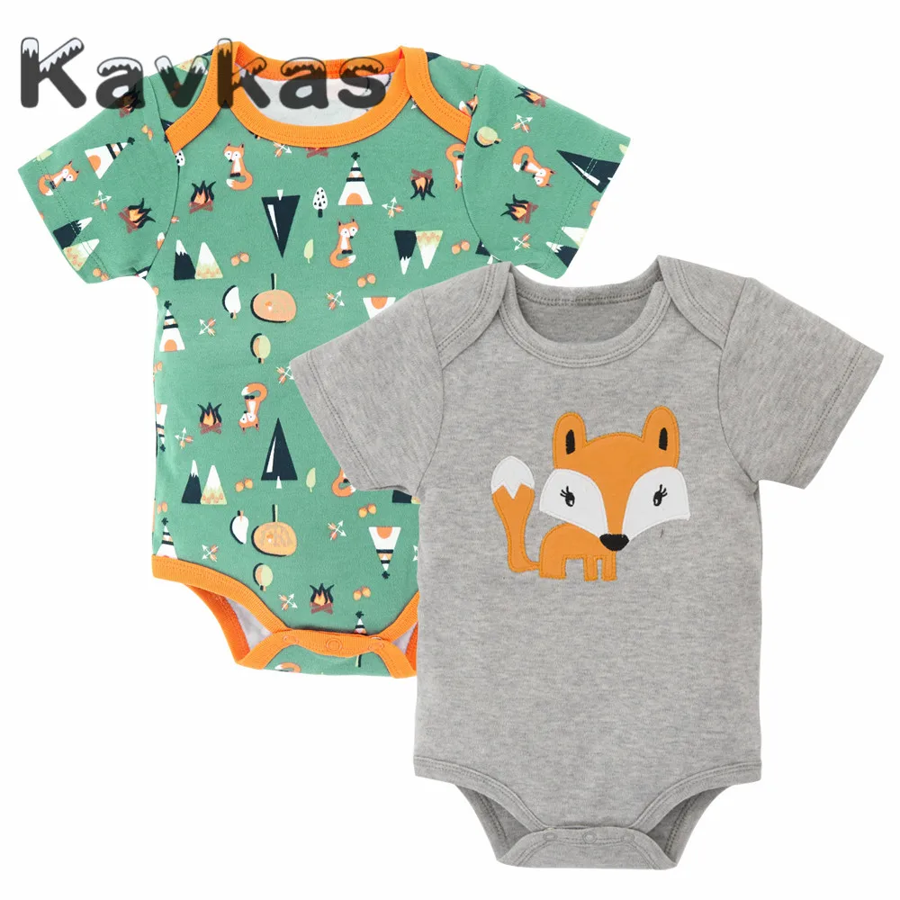 Kavkas/Одежда для маленьких девочек; комплект из 2 предметов; мягкая детская одежда из бамбуковой ткани; летняя одежда с короткими рукавами и рисунком для мальчиков