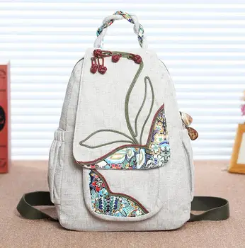 

The new national girl backpack canvas mini backpack literary fan travel bag personality bag