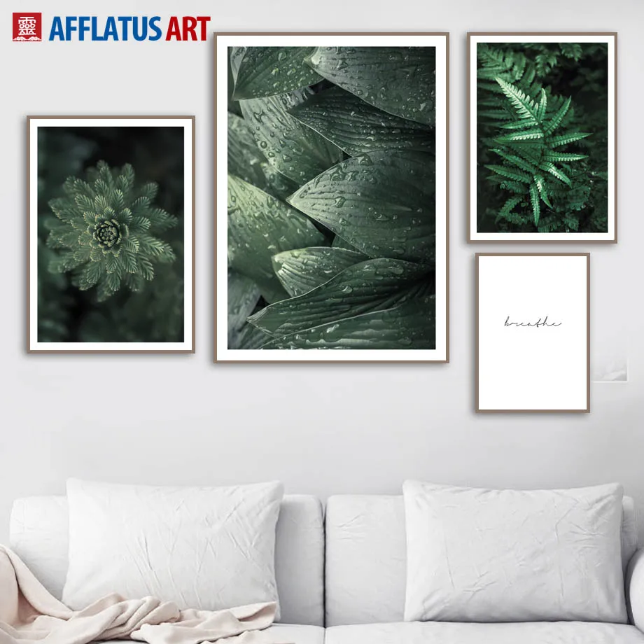 

Natural Green Ferns Algae Plant Leaf Wall Art Canvas Painting Nordic Posters And Prints Wall Pictures For Living Room Wall Decor