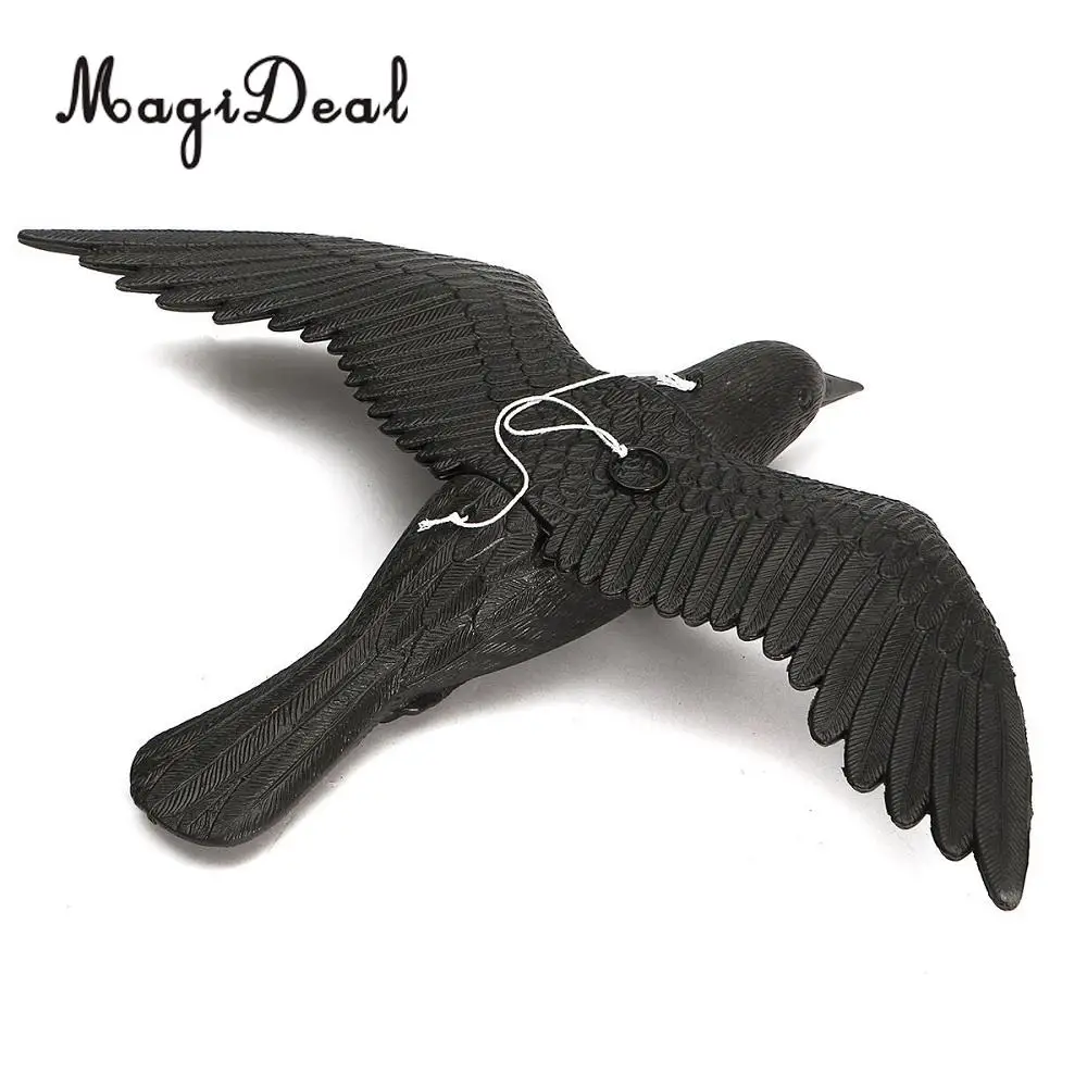 MagiDeal Realistic Flying Hunting Crow Decoy Pest Control Garden Scarer Scarecrow Realistic Hawk Ornament for Outdoor Hunting