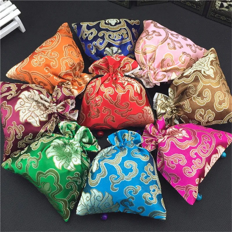 High Quality Luxury Drawstring Bag Christmas Gift Bags Chinese Silk