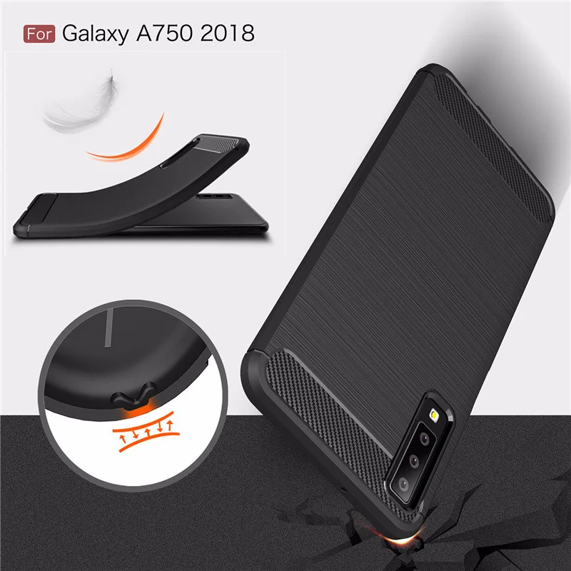 

For Samsung Galaxy A7 2018 6.0 inch Carbon Fiber Shockproof TPU Bumper Back Cover For Galaxy A 7 2018 A750F A750 Soft Case Capa