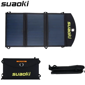 

Suaoki Portable 20W Folding Foldable Solar Panel Charger Waterproof Mobile Power Bank for Phone Battery Dual USB Port Outdoor