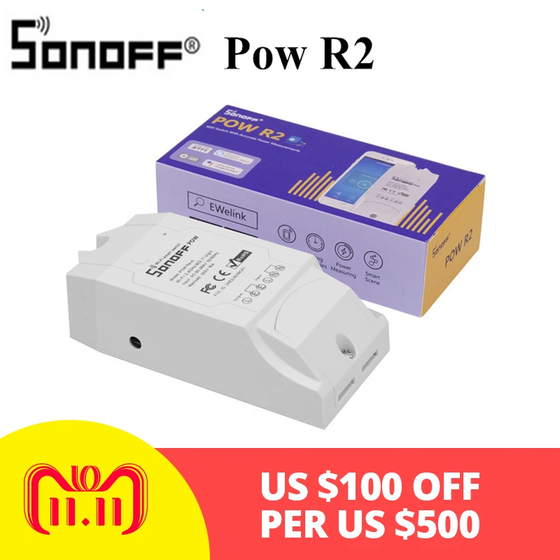 16A Pow R2 Wifi смарт-переключатель монитор энергопотребление умный дом Измерение