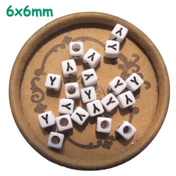 

Acrylic Letter Bead White Flat Cube Alphabets Loose Spacer Bead 6mm 2600pcs For DIY Name Bracelets Jewelry Making For Women Kids