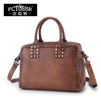 

Women's Handbag 2019 Stylish Handmade Genuine Leather Handbag Purses Pillow Lady Sling Shoulder Bag Cowskin Messenger Bags